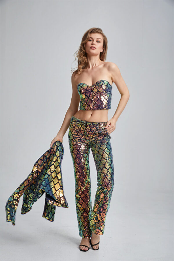 Women’s Cropped Tailored Sequin Suit - Image 4