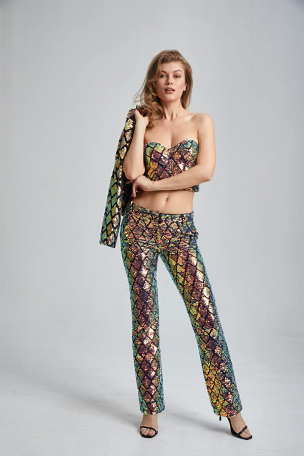 Women’s Cropped Tailored Sequin Suit - Image 5