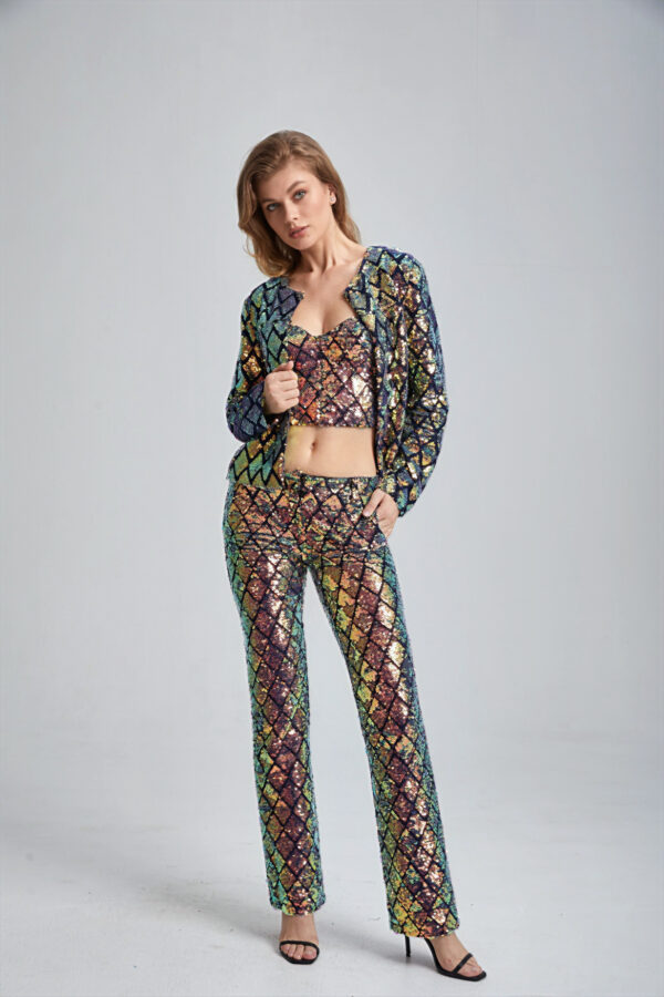 Women’s Cropped Tailored Sequin Suit - Image 6