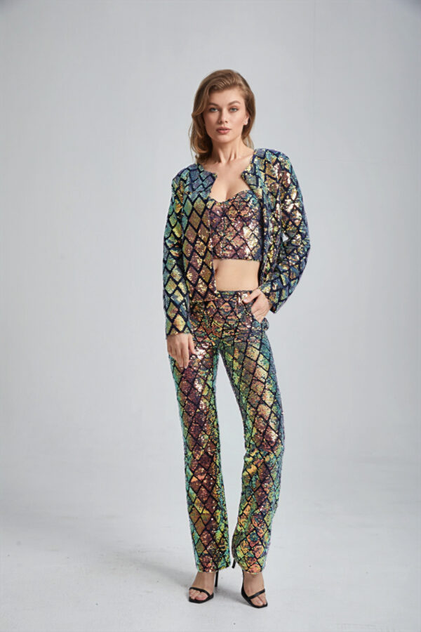 Women’s Cropped Tailored Sequin Suit - Image 7