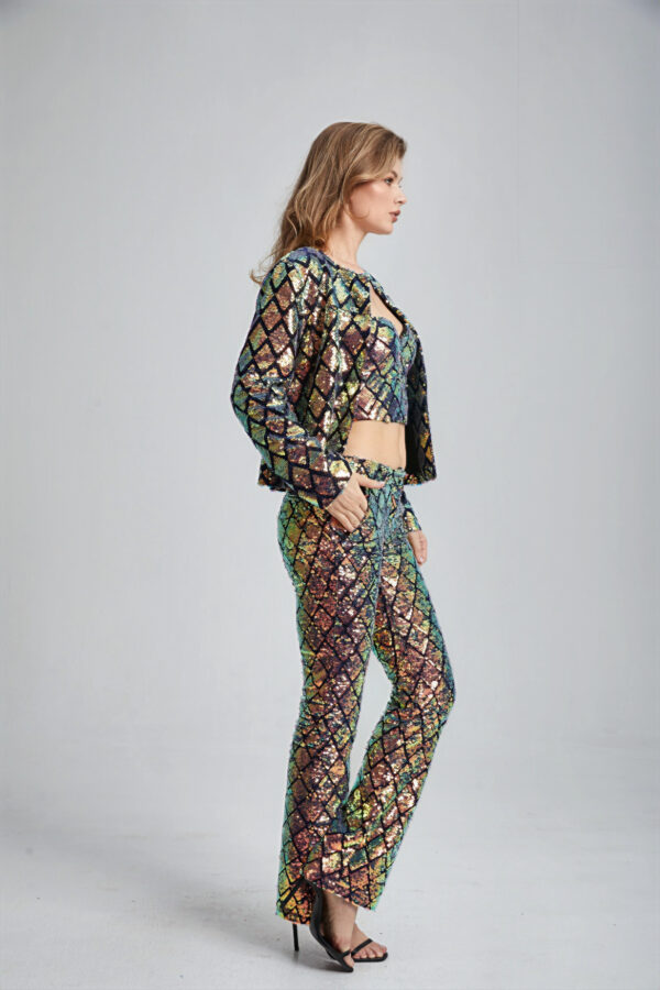 Women’s Cropped Tailored Sequin Suit - Image 8