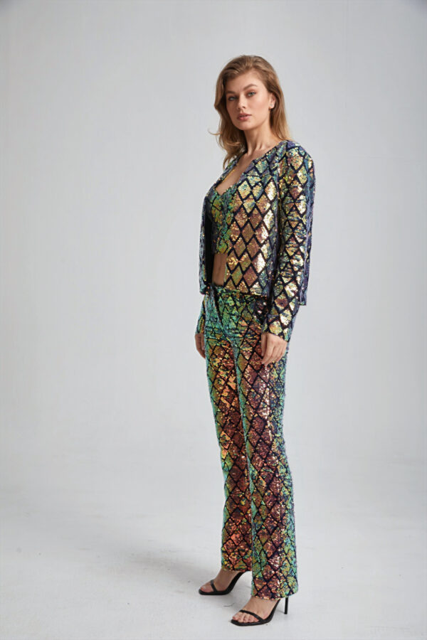 Women’s Cropped Tailored Sequin Suit - Image 10