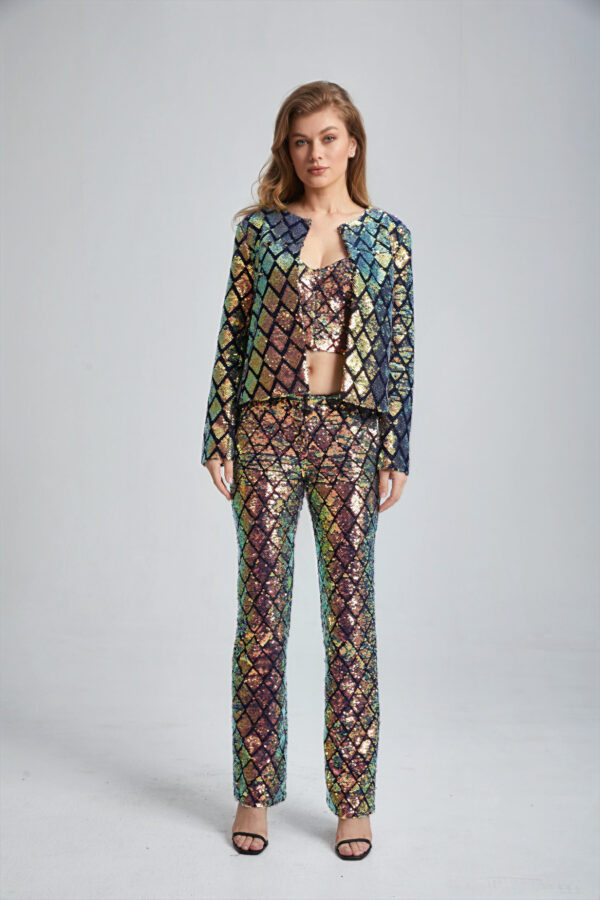 Women’s Cropped Tailored Sequin Suit - Image 14