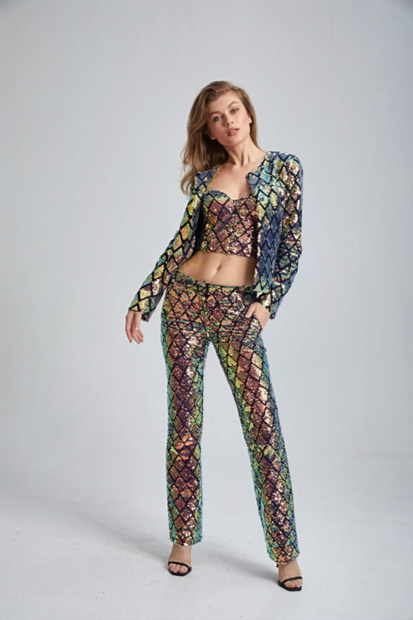 Women’s Cropped Tailored Sequin Suit