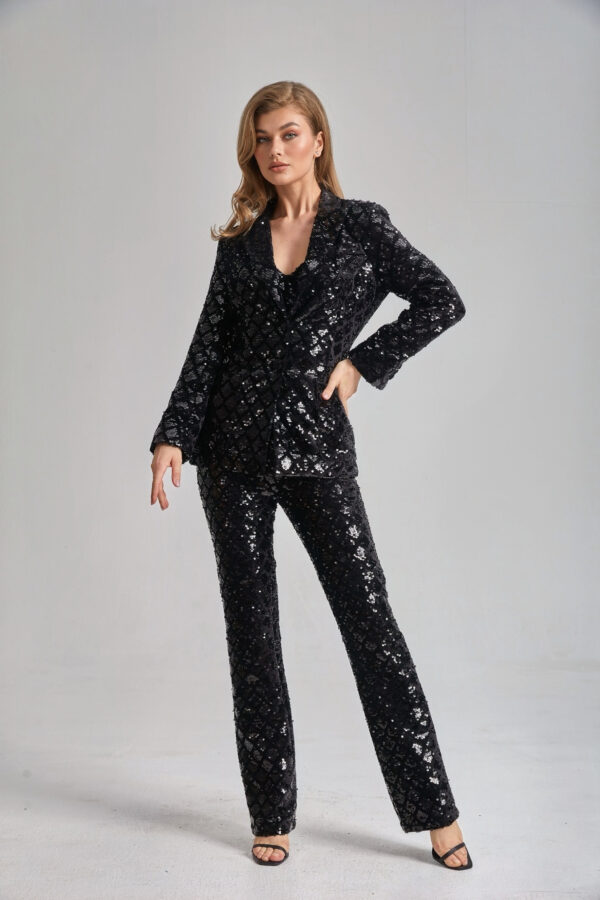 Women’s Slim Fit Tailored Sequin Suit - Image 5