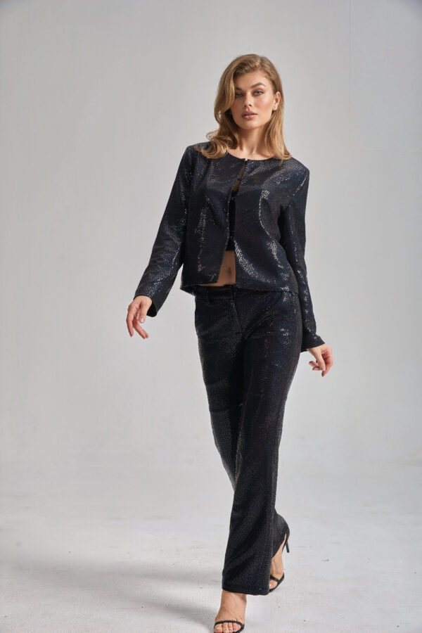 Women’s Cropped Tailored Sequin Suit - Image 5