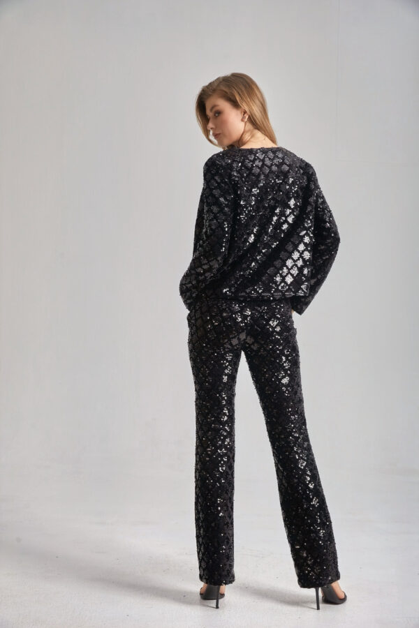 Women’s Cropped Tailored Sequin Suit - Image 6