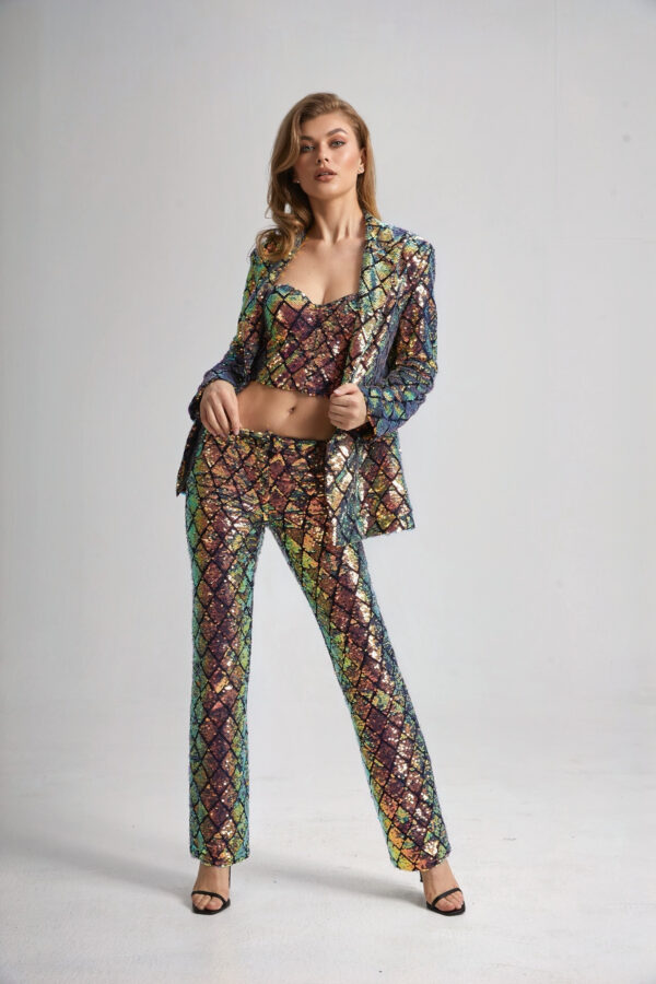 Women’s Slim Fit Tailored Sequin Suit - Image 3