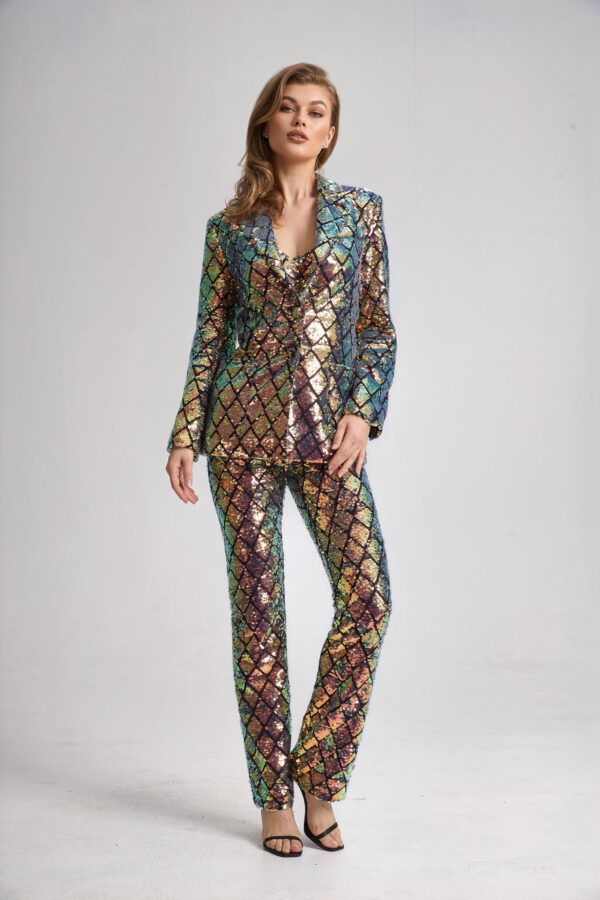 Women’s Slim Fit Tailored Sequin Suit - Image 5